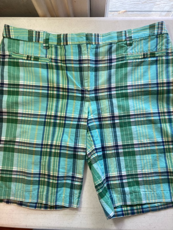 Lands' End Pants - Lands' End Plaid Green & Aqua Bermuda Shorts